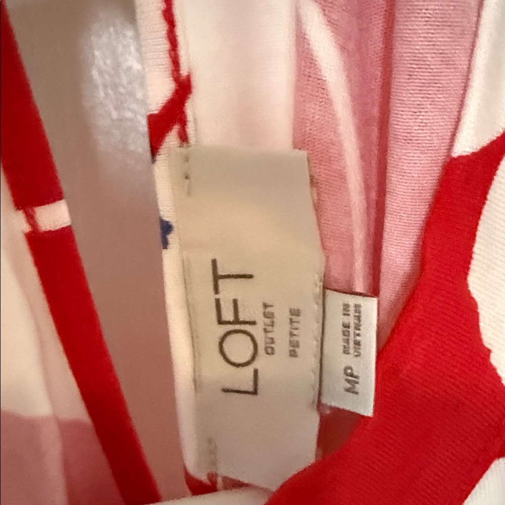LOFT Red and White Floral Halter Dress - Picture 4 of 5